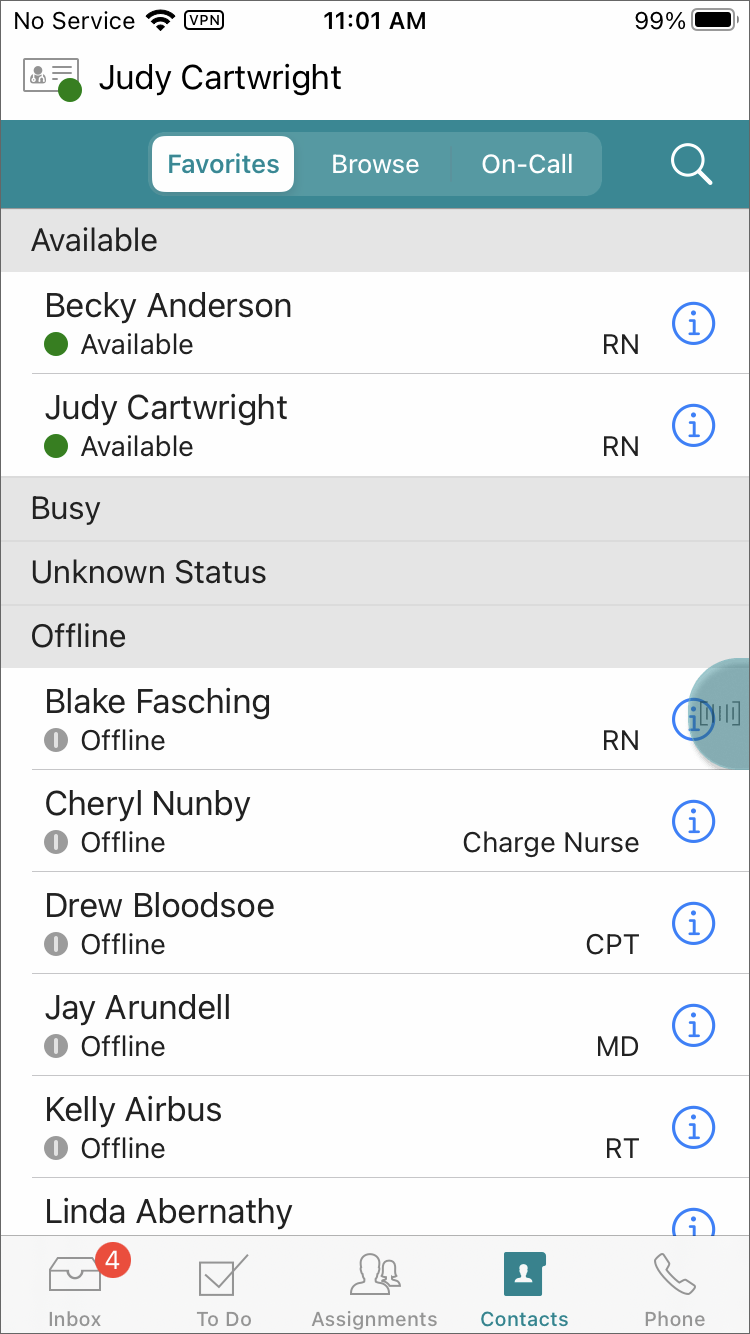 Vocera Edge User Interface Overview