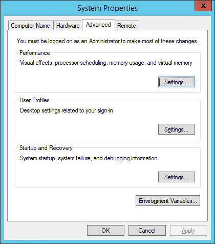 Windows Advanced System Properties