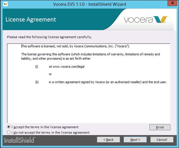 Installer License Agreement dialog box