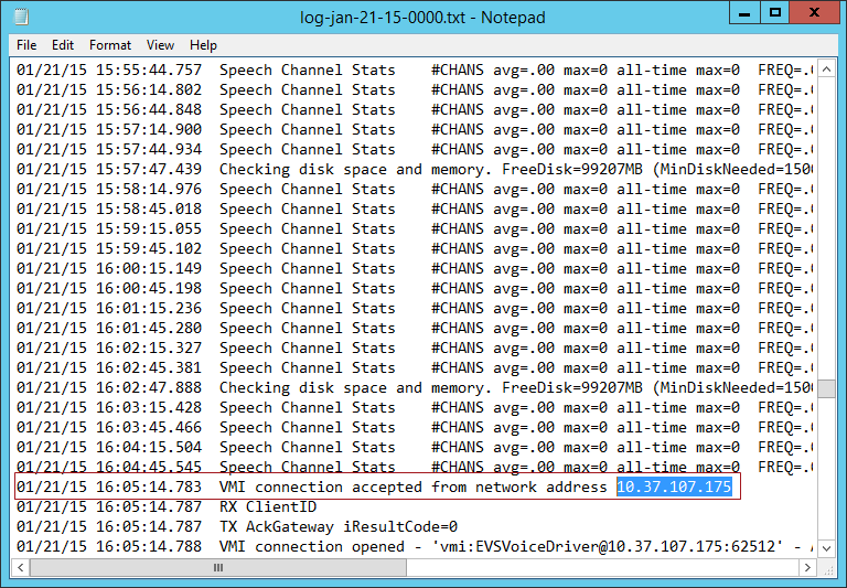 Confirming VMI connection on VS