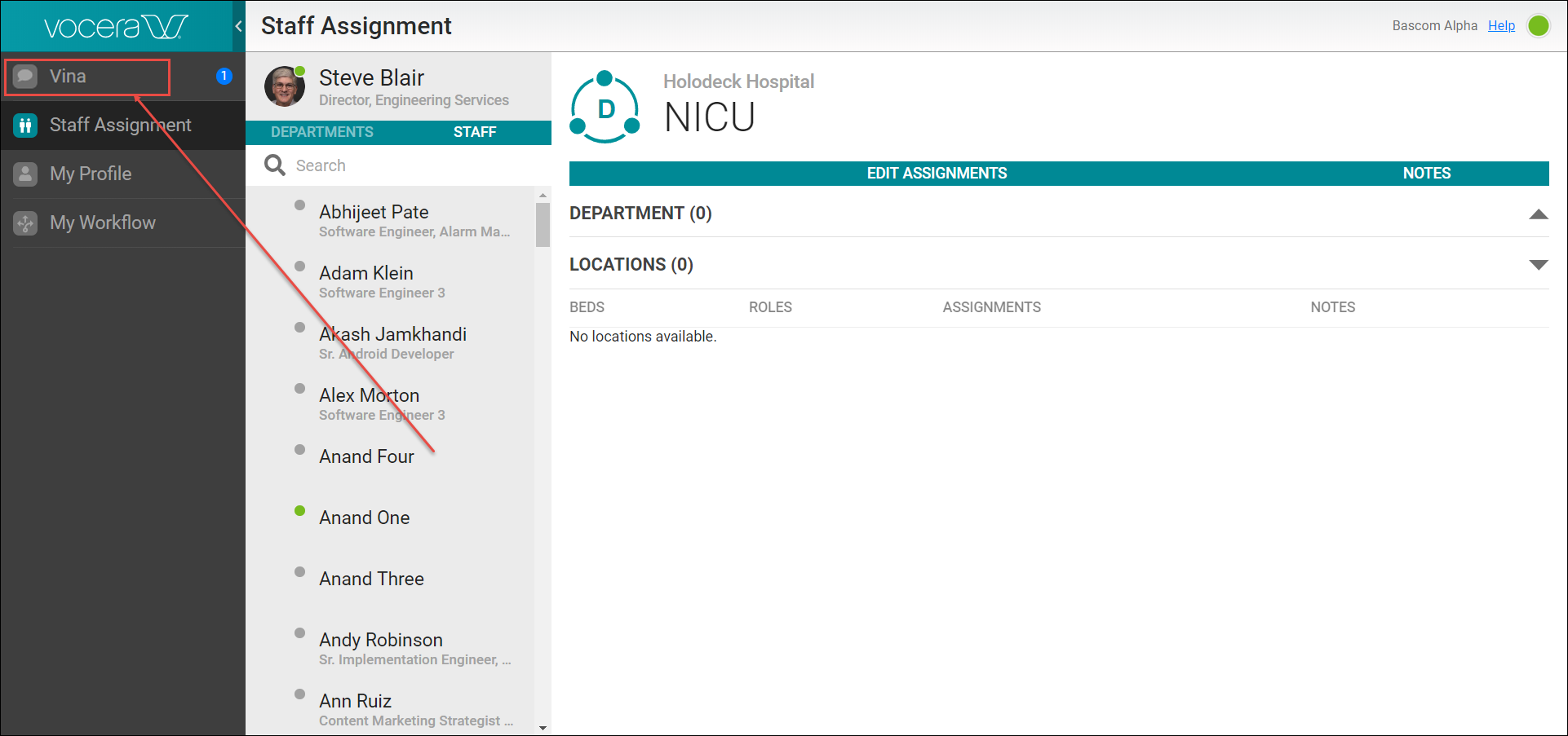 Logging Into the Vocera Platform  Console
