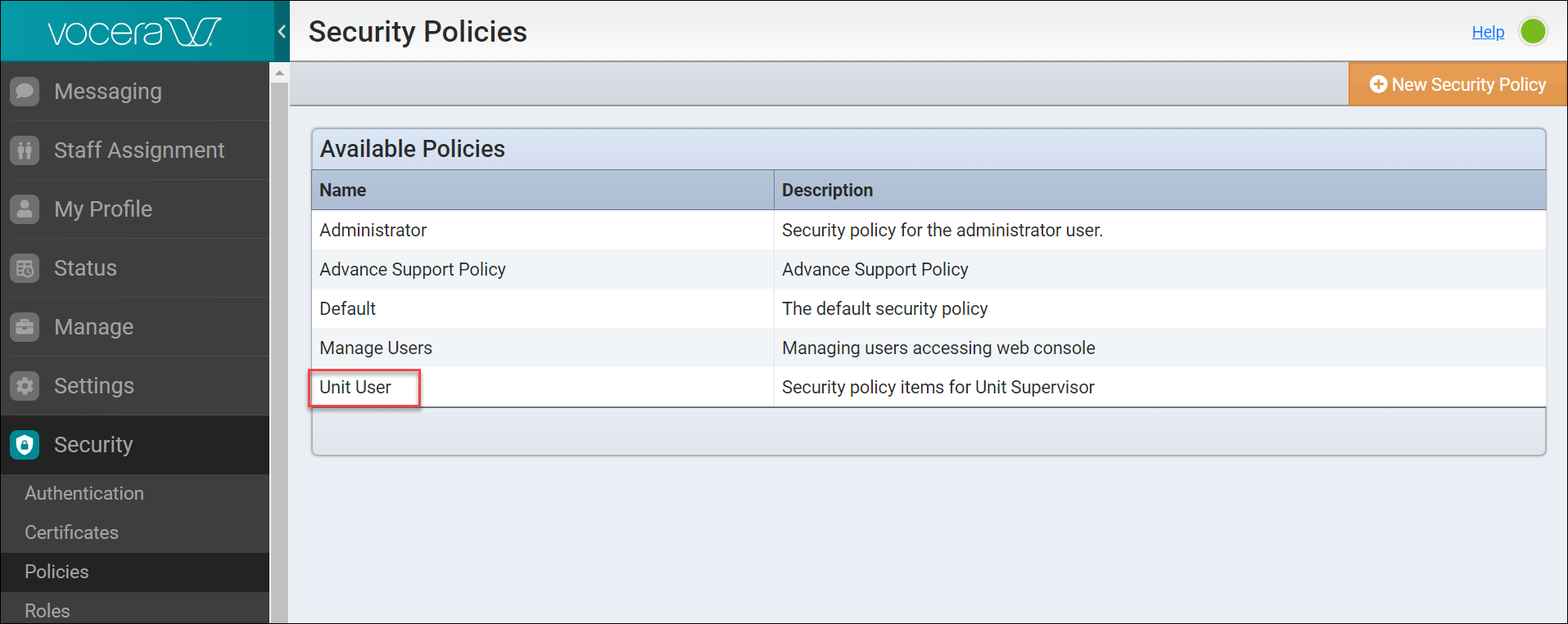 Removing a Security Policy